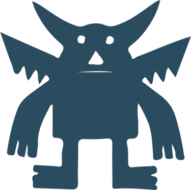 Diseño de un monstruo alado con cuernos sobre un fondo negro