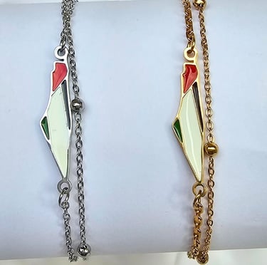 bracelet argent or palestine carte