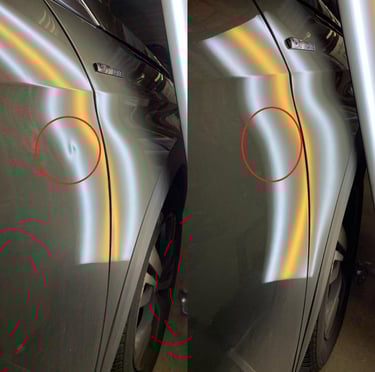 a car with two circles of holes in the side of the car