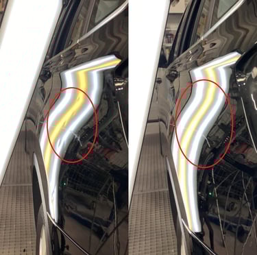 a car with a yellow arrow pointing to the side of the car