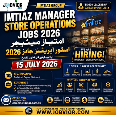 Imtiaz Super Market retail management leadership job posting July 2026