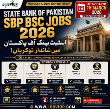 SBP BSC Jobs 2026 – Security Officer, Chief Security Officer vacancies