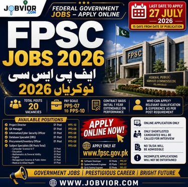 FPSC Jobs 2026 Situations Vacant advertisement Digitalization Project