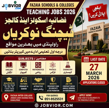 Fazaia Schools and Colleges Teaching Jobs 2026 – Rawalpindi vacancy