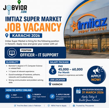 Imtiaz Super Market Karachi IT Support Officer job requirements and responsibilities