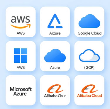 A grid of popular AI tools icons for design, marketing, and writing including ChatGPT, Canva, and Midjourney.