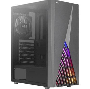 a computer case with a colorful rainbow - colored leds
