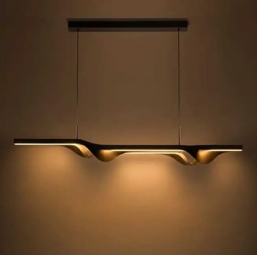 Contemporary Sculptural Pendant Lighting – Minimal Linear Chandelier with Warm Ambient Glow