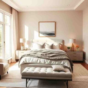 modern bedroom interior design with minimalist decor and neutral palette