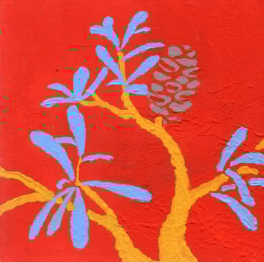 a painting of a banksia tree with a banksia on it