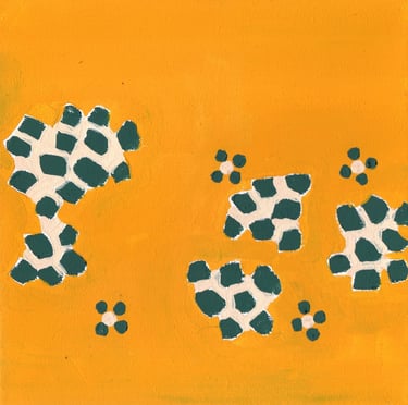 a painting of trees and seedlings from above