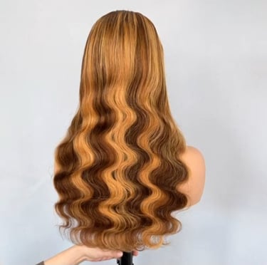 Highlights Human Hair Wavy Lace wigs