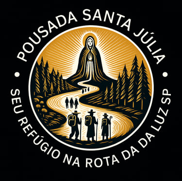 logotipo pousada santa julia, rota da luz sp