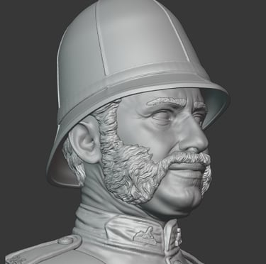 1/9 scale British Color sergeant, 24th Regiment of Foot, Zulu Wars 1879, 3D digital sculpt for histo