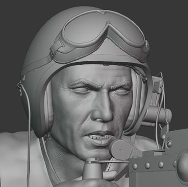 Vietnam War US M48 tank crew figure with mounted heavy machine gun detailed 3D model