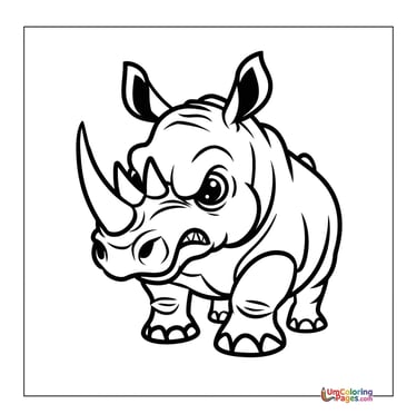 Charging rhino outline drawing kids coloring worksheet