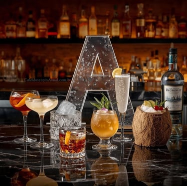 Bebidas letra A: aperol amaretto aguardente asti amarula açaí tônica coco absinto bar sofisticado elegante premium drinks