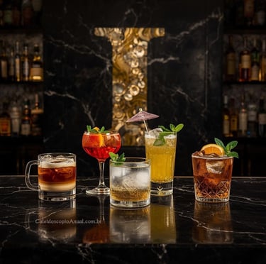 Bebidas I: irish coffee irish whiskey italian soda iced tea limoncello ice wine island iced latte isotônico bar escuro luxo