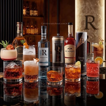 Bebidas R: rum vodka rompope red bull rum punch rosé rye whiskey refrigerante rum coke rooibos bar escuro luxo sofisticado