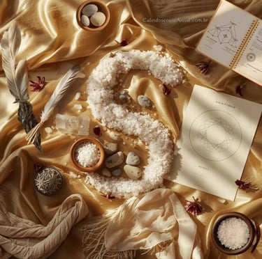 Ritos S: saging sal purificação selenita sincronicidade sigilo pedras sonho acordado shadow work ritual simbólico