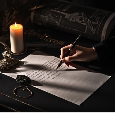 Ritual Lua Nova Capricórnio: papel caneta vela ônix intenções decreto carreira legado manifestação