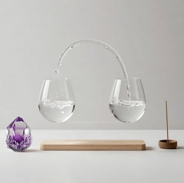 Integração energética água: visualização Temperança opostos equilibrando ametista harmonia cura ritual