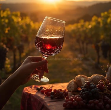 Taça vinho tinto ou suco uva: brinde sagrado celebração jornada completude abundância ritual honra