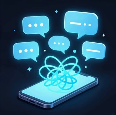 A sleek neon-lit keyboard glowing electric purple on a dark background, symbolizing fast digital communication.