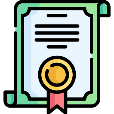 a certificate certificate with a certificate and a medal