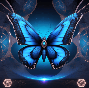 a blue butterfly butterfly on a blue background