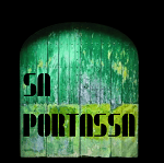 a green door with the words'all about it's been written in black