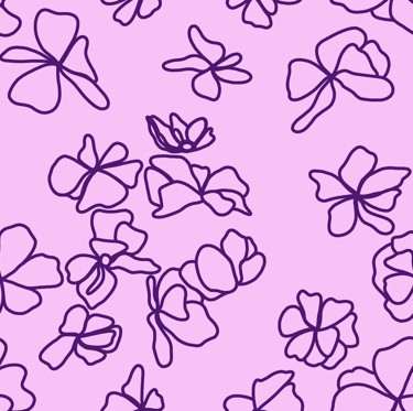 A seamless pattern with delicate purple floral motifs on a light purple background.