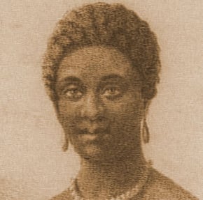 Drawing of Phyllis Wheatley the first Black author published i the UK.