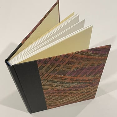 Journal, hardcover, paste paper curved lines - Bound Impressions
