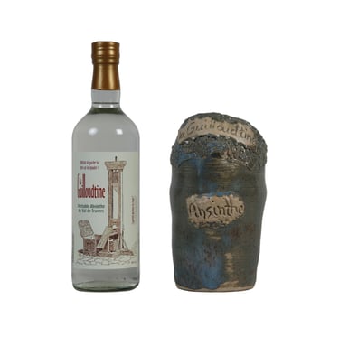 Pot en grès de l'absintherie Guilloud du val de travers Coffret avec bouteille possible