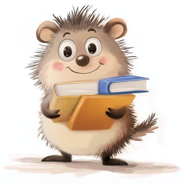 Tumbleberry Hedgehog holding books