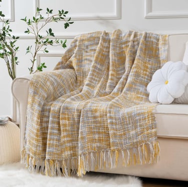 Yellow Sofa Throw Blanket