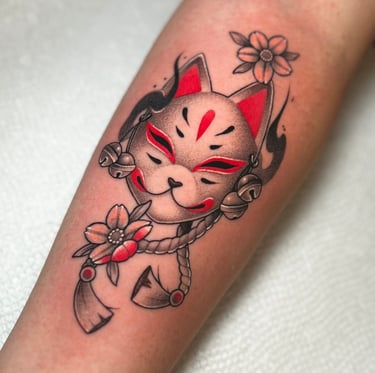Japoniško stiliaus kitsune tattoo Kaune