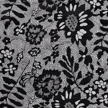 silk printing fabric Black and White Floral