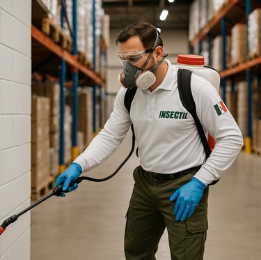 Control de plagas en Querétaro – técnico aplicando tratamiento seguro