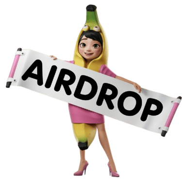 a woman in a banana peel costume holding a sign that says airdrop