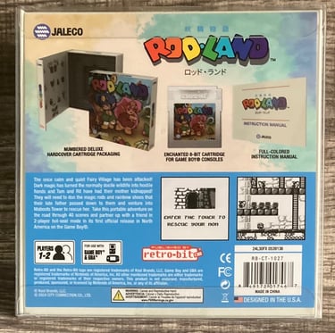 Retro-Bit Rod-Land Game Boy Backside of Box