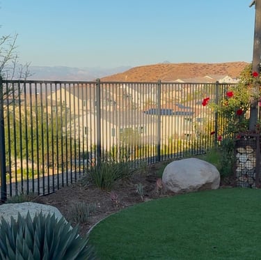 Wrought iron fencing.