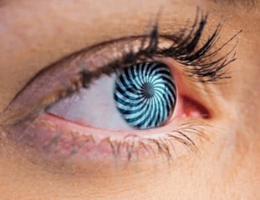 a woman's eye with a spiral - shaped eye