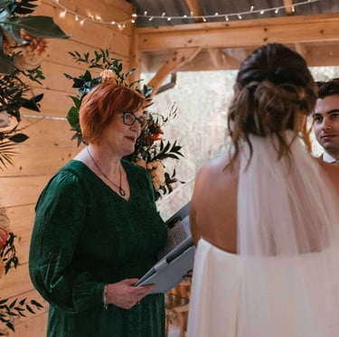 Celebrant led wedding ceremony in a barn