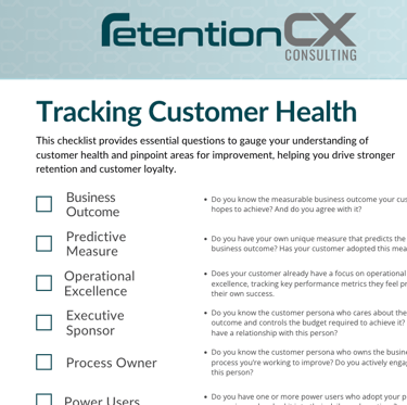 Customer health score checklist.