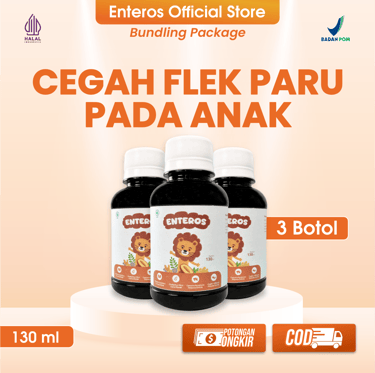 Enteros - Mencegah Flek Paru Pada Anak | Halal & BPOM 130 ml | 3 Botol