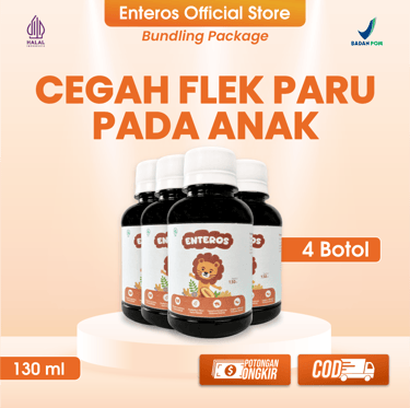 Enteros - Mencegah Flek Paru Pada Anak | Halal & BPOM 130 ml | 4 Botol