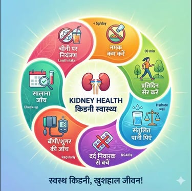 7 lifestyle changes for kidney health reduce salt, control sugar, walk daily, balanced water intake.