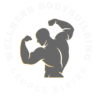 a man with a bodybuilding and a bodybuilding logo